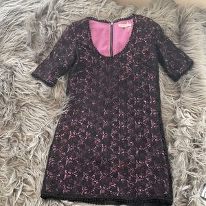 Rebecca Taylor Black and Purple Lace Dress